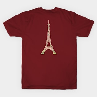 Eiffel Tower cut from 1915 Map of Monuments of Paris T-Shirt